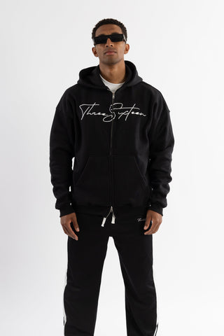 Threesixteen Black/White Zip up Hoodie