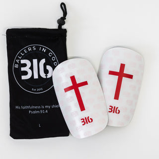 Ballers In God 'Cross' Shin pads White/Red