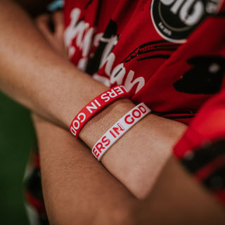 Ballers In God Wristband Twin-Pack - Red & White