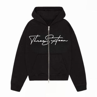 Threesixteen Black/White Zip up Hoodie