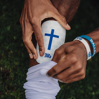 Ballers In God 'Cross' Shin pads White/Blue