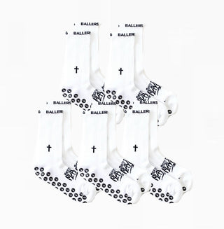 5 Pack Ballers In God Performance 'Cross' Socks White