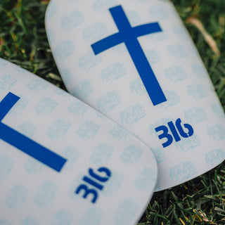 Ballers In God 'Cross' Shin pads White/Blue