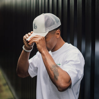 Ballers In God Trucker Hat Grey