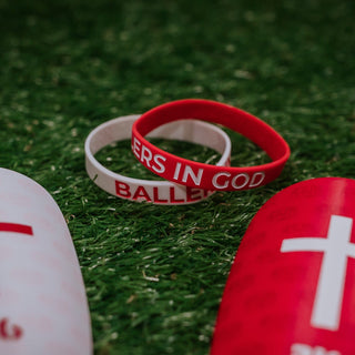Ballers In God Wristband Twin-Pack - Red & White