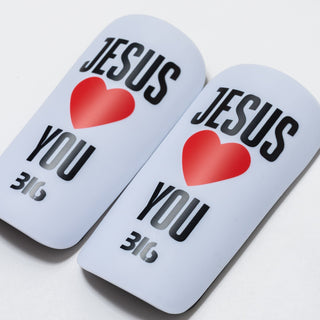 Ballers In God 'JESUS LOVES YOU' Shin Pads White/Black