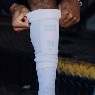 Ballers In God 'JESUS LOVES YOU' Shin Pads White/Black