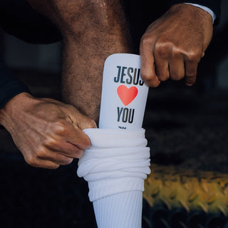 Ballers In God 'JESUS LOVES YOU' Shin Pads White/Black