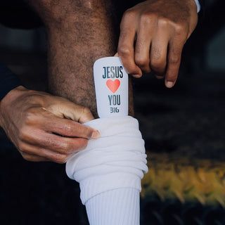 Ballers In God 'JESUS LOVES YOU' Shin Pads White/Black