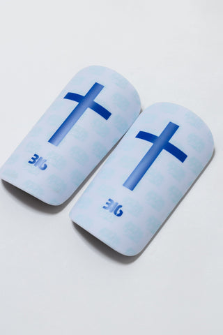 Ballers In God 'Cross' Shin pads White/Blue