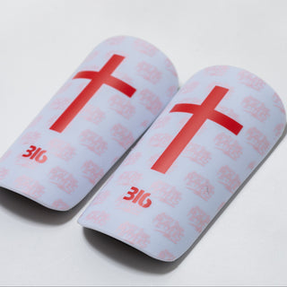 Ballers In God 'Cross' Shin pads White/Red