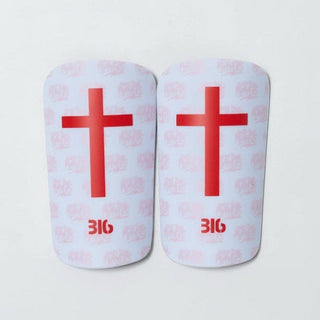 Ballers In God 'Cross' Shin pads White/Red