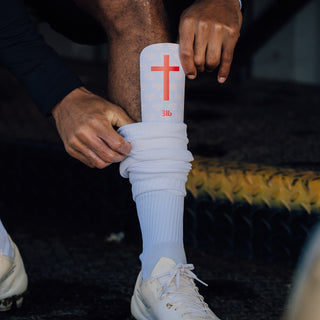 Ballers In God 'Cross' Shin pads White/Red