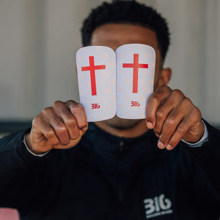 Ballers In God 'Cross' Shin pads White/Red