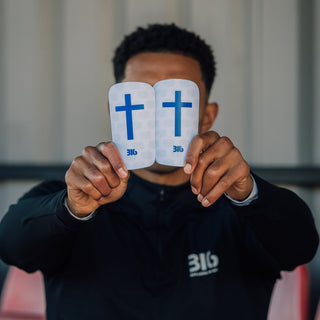 Ballers In God 'Cross' Shin pads White/Blue