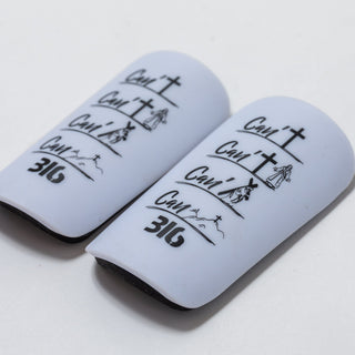 Ballers In God 'Can' Shin pads White/Black