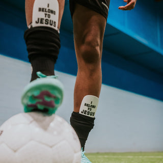 Ballers In God 'IBTJ' Shin Pads White/Black