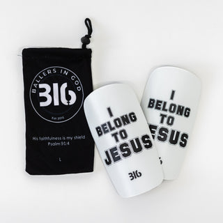 Ballers In God 'IBTJ' Shin Pads White/Black