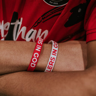 Ballers In God Wristband Twin-Pack - Red & White