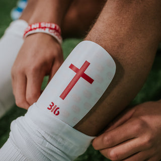 Ballers In God 'Cross' Shin pads White/Red