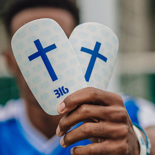 Ballers In God 'Cross' Shin pads White/Blue