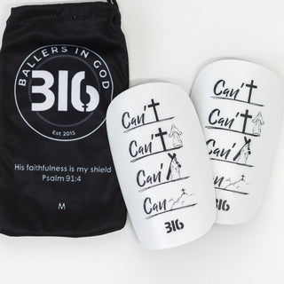 Ballers In God 'Can' Shin pads White/Black