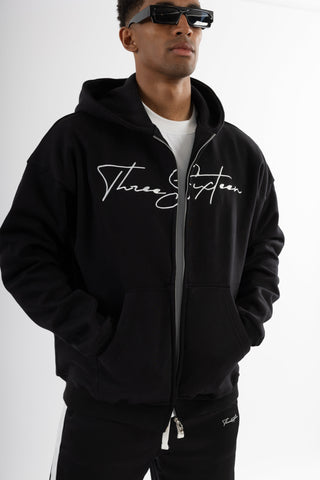 Threesixteen Black/White Zip up Hoodie