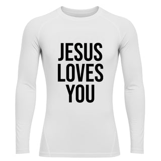 'Jesus Loves You' Long Sleeve Base Layer White/Black