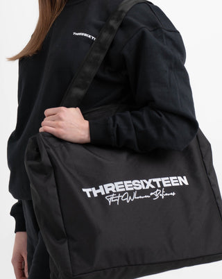 That whoever believes x Threesixteen - Black Canvas Tote Bag
