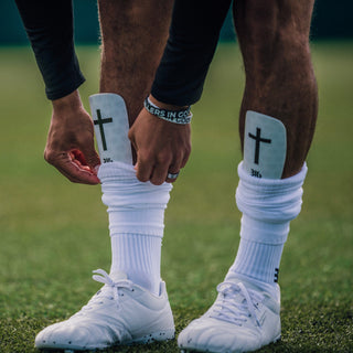 Ballers In God 'Cross' Shin pads White