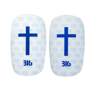 Ballers In God 'Cross' Shin pads White/Blue