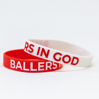 Ballers In God Wristband Twin-Pack - Red & White