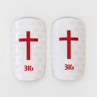 Ballers In God 'Cross' Shin pads White/Red